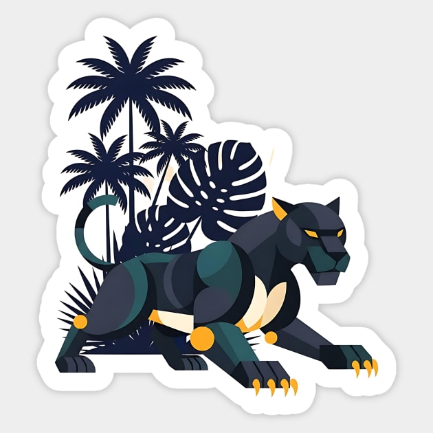 Geometric Bauhaus Panther Jungle Art Sticker by Designed By Marty